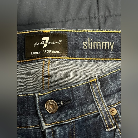 7 for all mankind Luxe Performance Cropped Slim Dark Jeans 34 - Picture 8 of 10